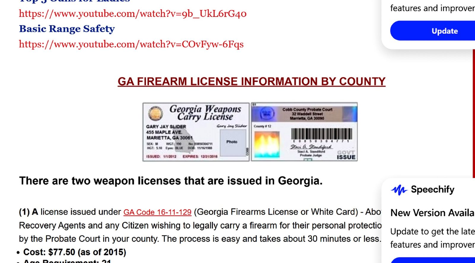 Georgia Weapons Carry License
