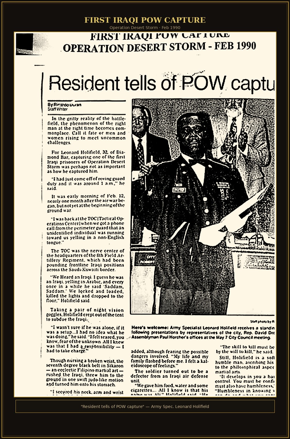 Resident Tells of POW Capture — Newspaper Article