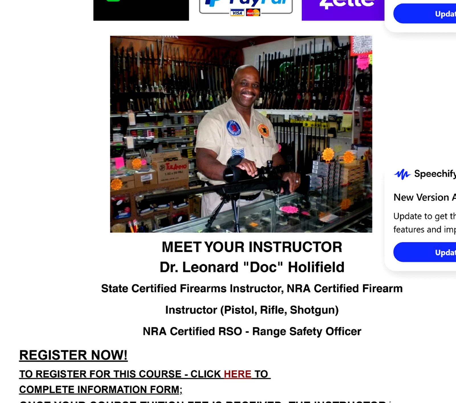 Dr. Leonard Doc Holifield — State Certified Firearms Instructor