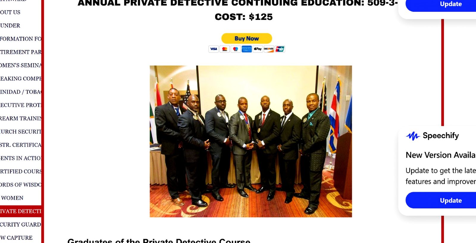 Graduates of the Private Detective Course