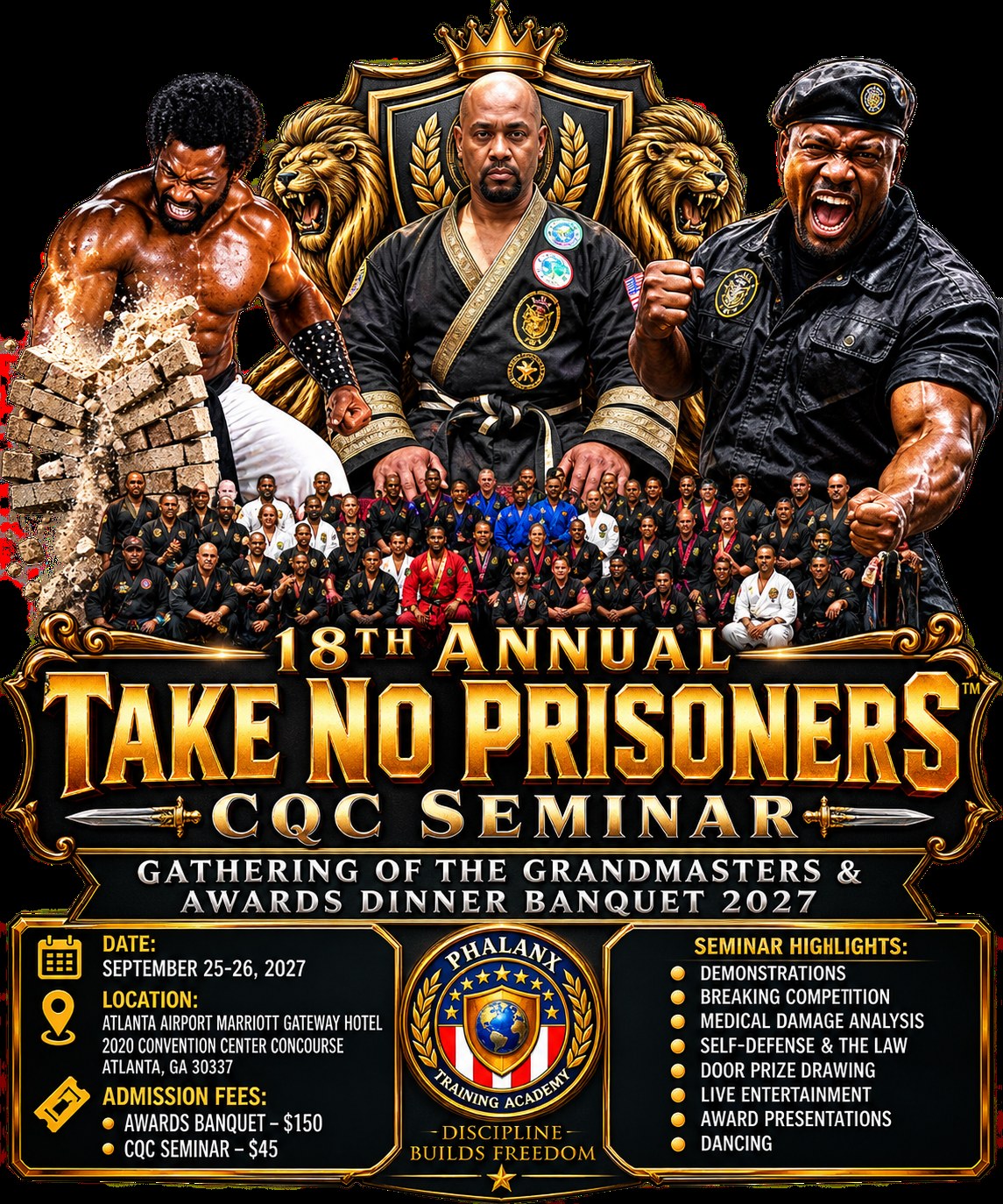 18th Annual Take No Prisoners CQC Seminar 2027 Official Flyer