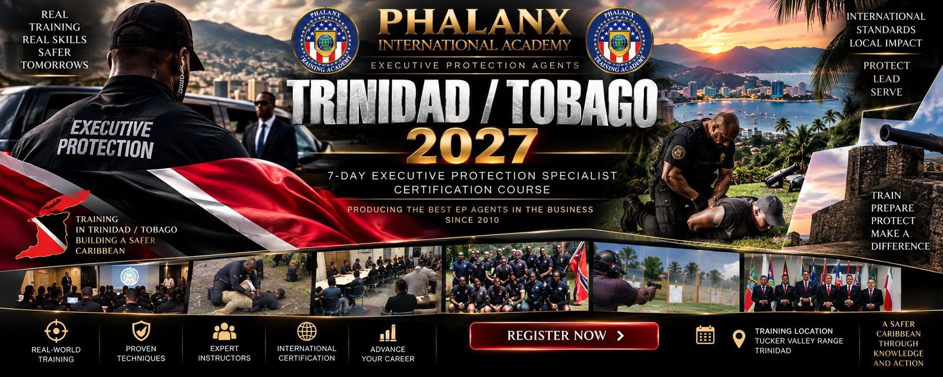 Trinidad / Tobago 2027 — Phalanx International Academy 7-Day Executive Protection Specialist Certification Course