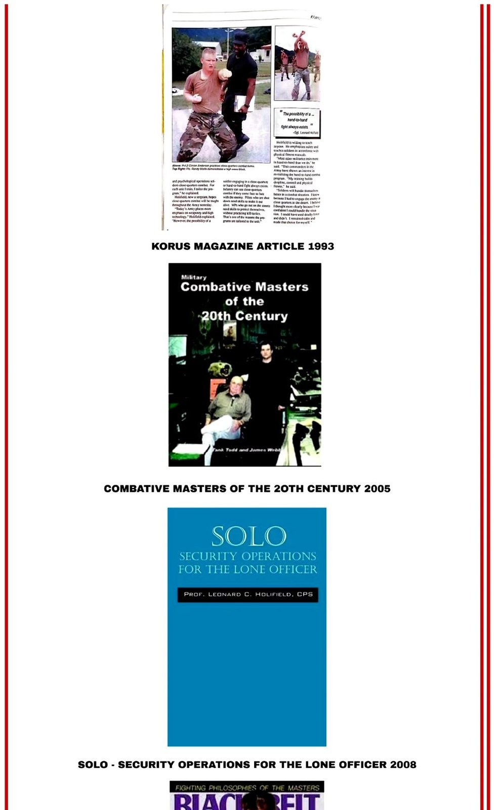 Publications — Korus Magazine, Combative Masters, Solo, Black Belt